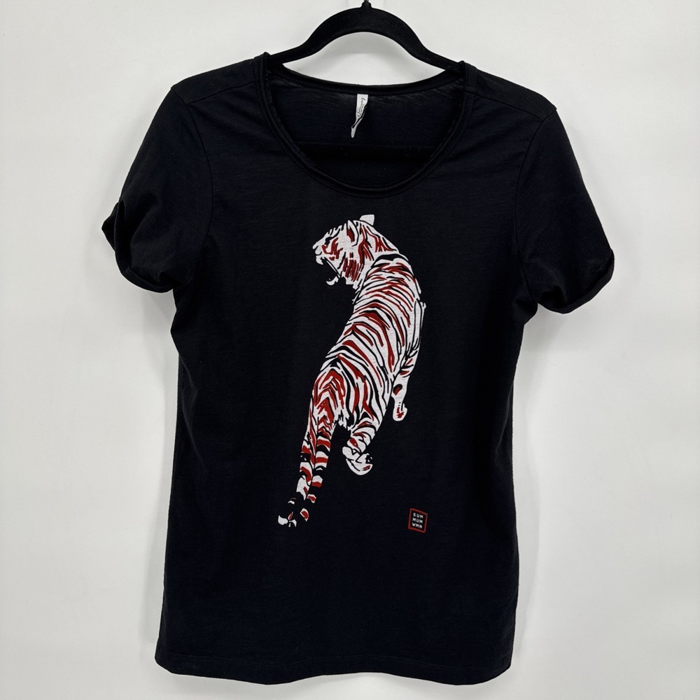 Summum woman Women‎ Black Tiger Short Sleeve T-Shirt Size M
